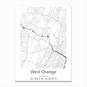 West Orange,United States Minimalist Map Lienzo