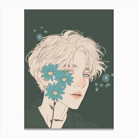 Boy With Flowers Canvas Print