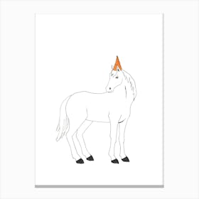 Horse In Yellow Ochre Party Hat Canvas Print