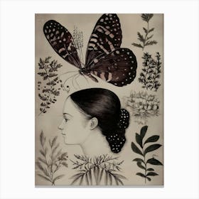 Dark Gothic Woman With A Butterfly Canvas Print