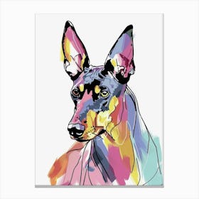 Pinscher Dog Pastel Line Painting 3 Canvas Print