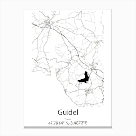 Guidel,France Minimalist Map Canvas Print