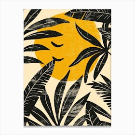 Palm Leaves And Sun Canvas Print