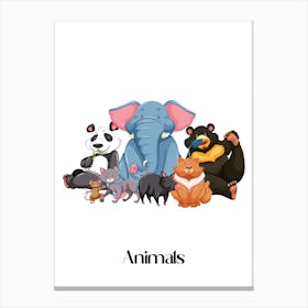 50.Beautiful jungle animals. Fun. Play. Souvenir photo. World Animal Day. Nursery rooms. Children: Decorate the place to make it look more beautiful. Canvas Print