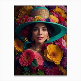 Absolute Reality V16 Chica Y Colores Y Flores Con Sombreros El 2 Canvas Print