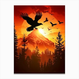 Crow In The Sky Canvas Print