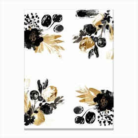 Black And Gold Floral Painting 3 Canvas Print