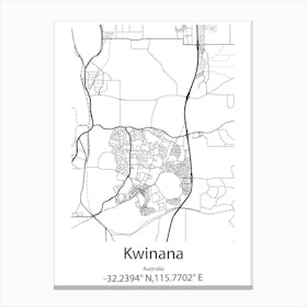 Kwinana,Australia Minimalist Map Canvas Print