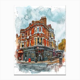 Tower Hamlets London Borough   Street Watercolour 2 Canvas Print