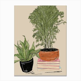 Books and plants Canvas Print