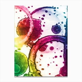 Watercolor Abstraction Colored Rings Canvas Print