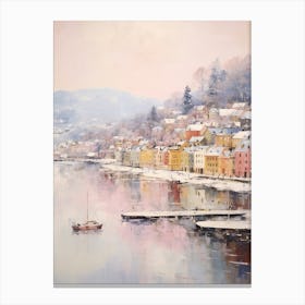 Dreamy Winter Painting Bergen Norway 4 Canvas Print