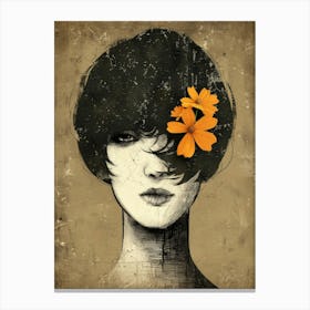 Woman With Flowers On Her Head 13 Canvas Print