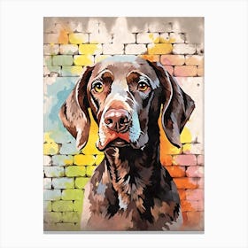 Aesthetic German Shorthaired Pointer Dog Puppy Brick Wall Graffiti Artwork Canvas Print