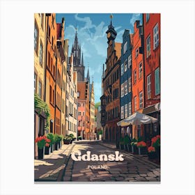 Gdansk Poland Street Travel Art Illustration Canvas Print