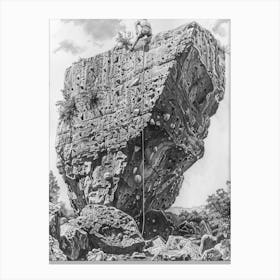 Bouldering Project Austin Texas Black And White Drawing 1 Canvas Print