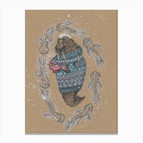 Winter walrus Canvas Print
