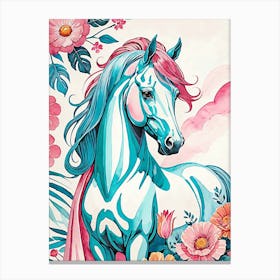 Floral Horse Painting (3) Canvas Print
