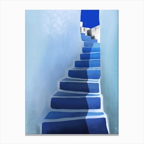 Blue Stairs Santorini Canvas Print