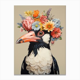 Bird With A Flower Crown Magpie 7 Canvas Print