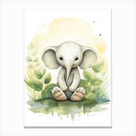 Elephant Painting Meditating Watercolour 1 Canvas Print