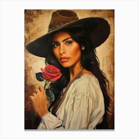 Woman With A Rose Canvas Print