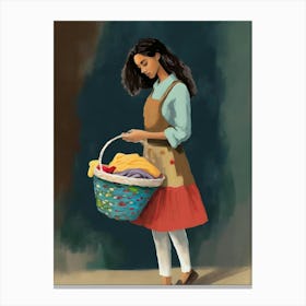 Girl With A Basket Canvas Print