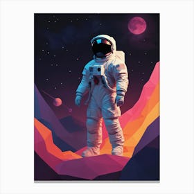 Low Poly Astronaut Minimalist Sunset (3) Canvas Print