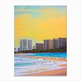 Waikiki Beach, Honolulu, Hawaii Bright Abstract Canvas Print