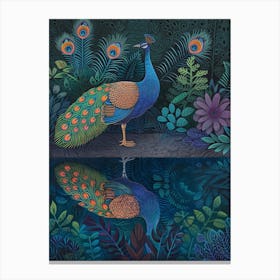 Peacock & The Pond 2 Canvas Print