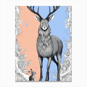 Deer And Rabbit Canvas Print