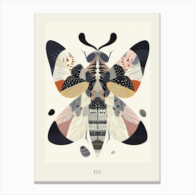 Colourful Insect Illustration Fly 17 Poster Canvas Print