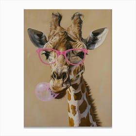 Giraffe With Glasses Canvas Print