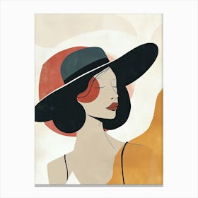 Woman In A Hat, Minimalism Canvas Print