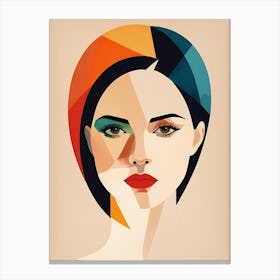 Minimalism Geometric Woman Portrait Pop Art (3) Canvas Print