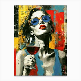 Red Wine Hedonism Mixed Media Canvas Print