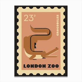 London Zoo Stamp Alligator Crocodile Kids Art Print Canvas Print