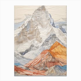 Cho Oyu Nepal 2 Colourful Mountain Illustration Canvas Print