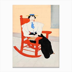 Young Woman Seated In A Red Rocking Chair, Edward Penfield Canvas Print