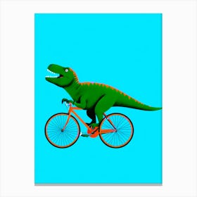Dinosaur On A Bike 1 Canvas Print