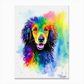 Curly Coated Retriever Rainbow Oil Painting dog Canvas Print