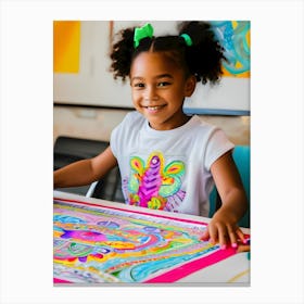 Little Girl Coloring-Reimagined 1 Canvas Print