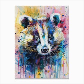 Badger Colourful Watercolour 1 Canvas Print