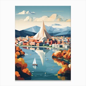 Oslo, Norway, Geometric Illustration 2 Canvas Print