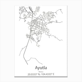 Ayutla De Los Libres,Mexico Minimalist Map Canvas Print