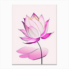 Pink Lotus Abstract Line Drawing 3 Canvas Print