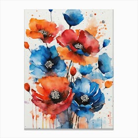 Collage Of Wonderful Poppy Flowers Canvas Print