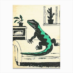 Lizard In The Living Room Block 4 Canvas Print