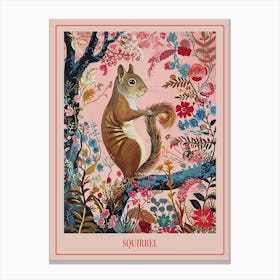Floral Animal Painting Squirrel 2 Poster Canvas Print