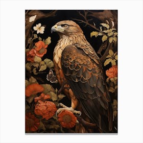 Dark And Moody Botanical Red Tailed Hawk 3 Canvas Print